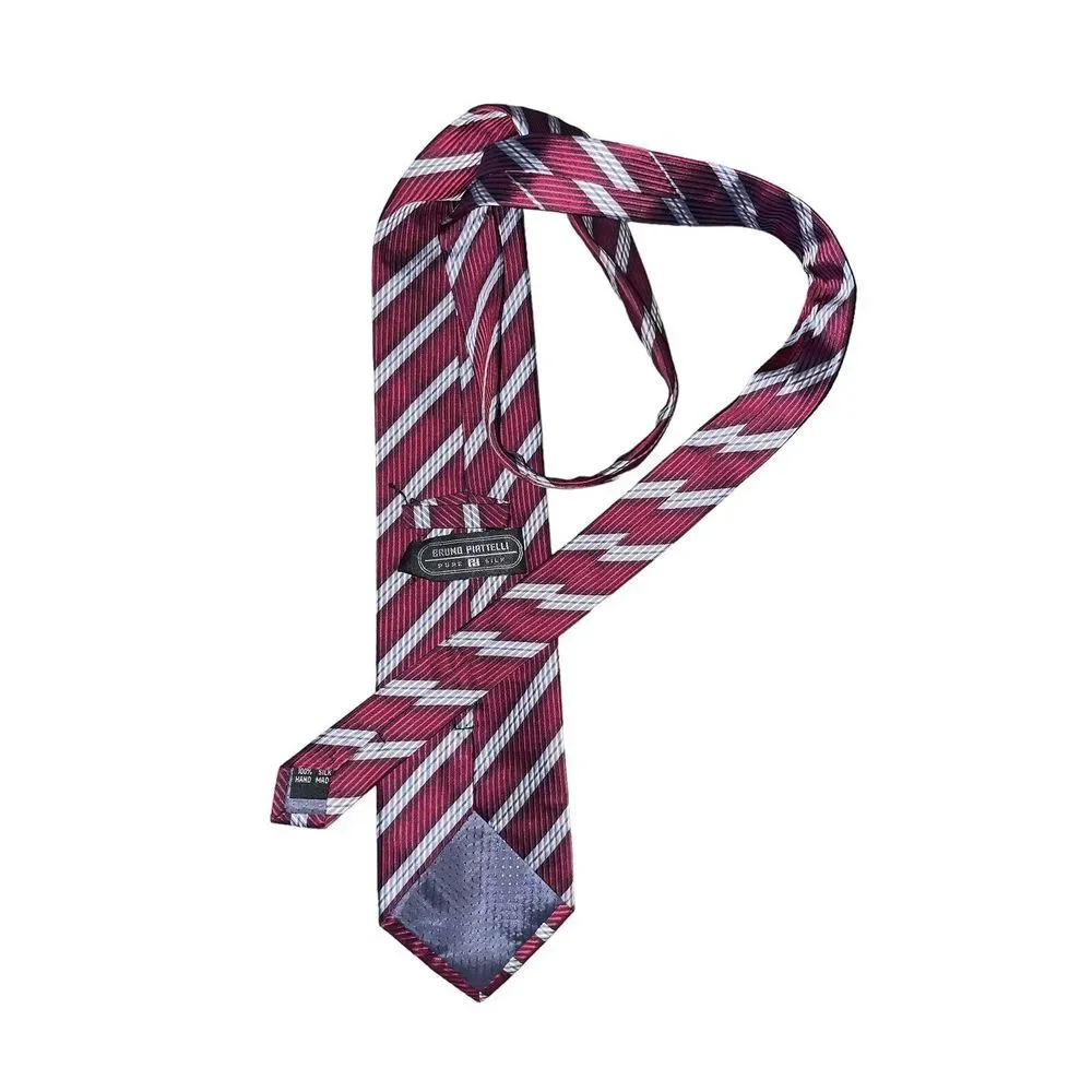 bruno piattelli silk tie Red Gray Diagonal‎ Stripes 58